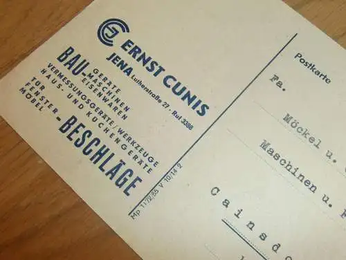 Baugeräte - Ernst Cunis in Jena , 1959 , Reklame / Werbung , Ansichtskarte , Postkarte !