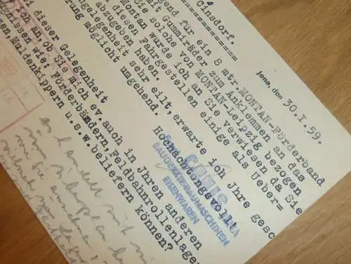 Baugeräte - Ernst Cunis in Jena , 1959 , Reklame / Werbung , Ansichtskarte , Postkarte !