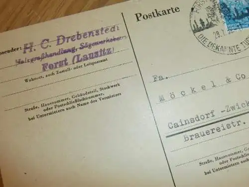 Holzhandel H.C. Drebenstedt in Forst / Lausitz , 1959 , Reklame / Werbung , Ansichtskarte , Postkarte !