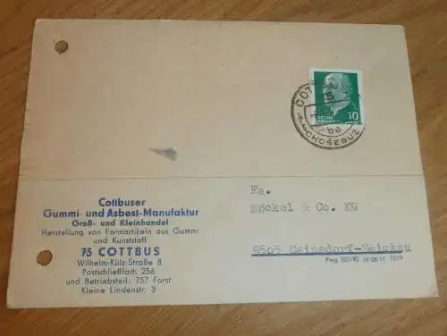 Gummi- und Asbest-Manufaktur in Cottbus , 1970 , Reklame / Werbung , Ansichtskarte , Postkarte !!