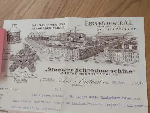 Stoewer AG in Stettin , 1911 , Nähmaschinen und Fahrräder , Pommern !!