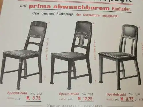 Lederstühle - Franz Pilz in Stettin , ca. 1920 , Reklame , Möbel , Pommern , Plakat !!