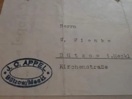 Dampfsägerei - J.C. Appel in Bützow - 1943 , W. Wienke , Mecklenburg !!