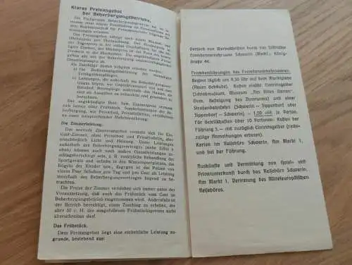 Hotel - Adressverzeichnis - Schwerin und Umgebung , 1939 , Fremdenheime , Mecklenburg !!