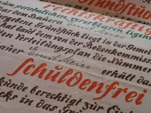 Menzlin b. Ziethen , 1946 , große Urkunde Bodenreform , Greifswald , Ernst Meier , Autograph Landrat , Mecklenburg !!!