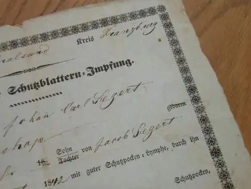 Blattern-Impfung , Prerow , 1842, J. Segert in Ahrenshoop , Franzburg , Stralsund , Mecklenburg , Medizin , Arzt !!