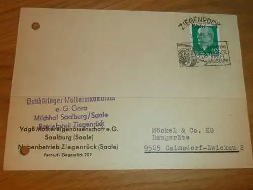 Molkerei Ziegenrück b. Saalburg a. Saale, 1969 , Gera , Ganzsache , Reklame / Werbung , Ansichtskarte , Postkarte