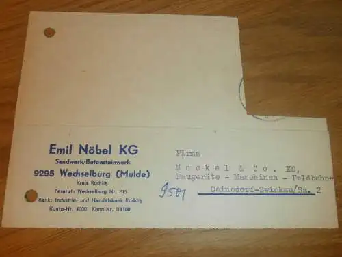 Sandwerk - Emil Nöbel KG in Wechselburg a. Mulde , 1969 , Ganzsache , Reklame / Werbung , Ansichtskarte , Postkarte