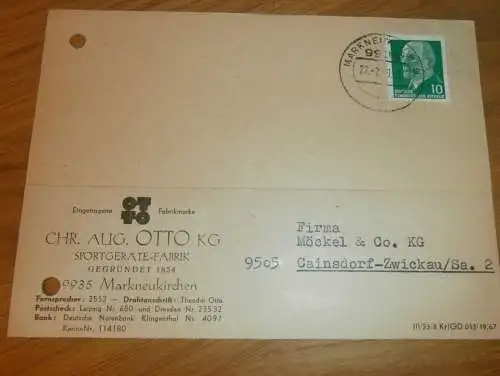 Sportgeräte-Fabrik C.A. Otto KG in Markneukirchen , 1970 , Ganzsache , Reklame / Werbung , Ansichtskarte , Postkarte