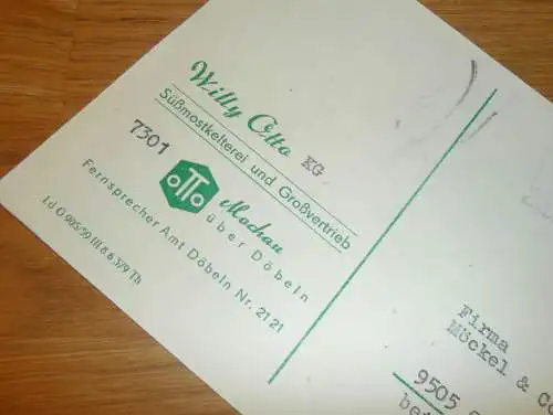 Süßmost-Kelterei Willy Otto KG in Mochau b. Döbeln , 1970 , Ganzsache , Reklame / Werbung , Ansichtskarte , Postkarte