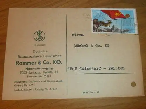 Baumaschinen - Rammer & Co. in Leipzig , 1970 , Ganzsache , Reklame / Werbung , Ansichtskarte , Postkarte
