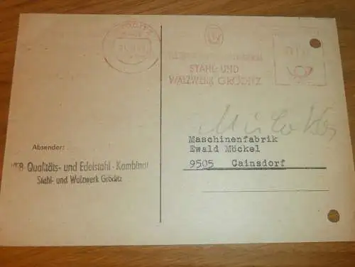 Stahl- und Walzwerk Gröditz , 1970 , Ganzsache , Reklame / Werbung , Ansichtskarte , Postkarte