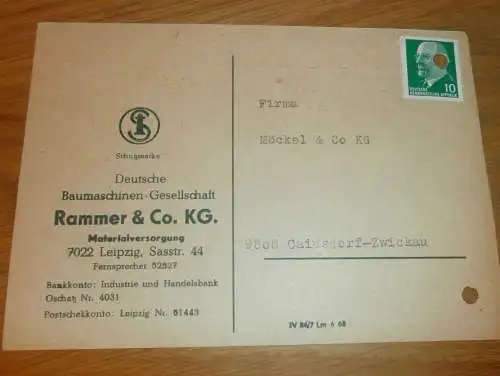 Baumaschinen - Rammer & Co. in Leipzig , 1970 , Ganzsache , Reklame / Werbung , Ansichtskarte , Postkarte