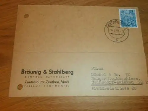 Bahnbau Bräunig & Stahlberg in Zeuthen / Mark , 1959 , Ganzsache , Reklame / Werbung , Ansichtskarte , Postkarte