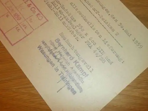 Dampfsägewerk - Bernhard Kämpf in Wasungen i. Thüringen , 1959 , Ganzsache , Reklame / Werbung , Ansichtskarte