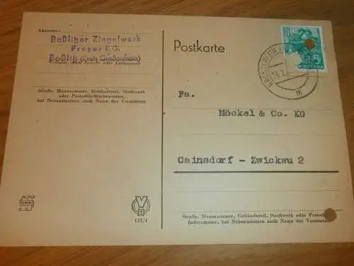 Ziegelwerk - Freyer KG in Baßlitz / Priestewitz b. Großenhain , 1960 , Ganzsache , Reklame / Werbung , Ansichtskarte