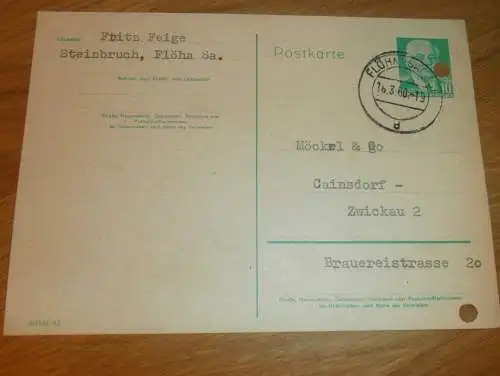 Steinbruch - Fritz Feige in Flöha i. Sa. , 1960 , Ganzsache , Reklame / Werbung , Ansichtskarte , Postkarte