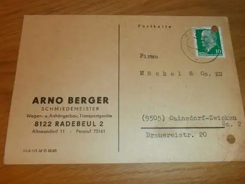Schmiedemeister Arno Berger in Radebeul , 1968 , Ganzsache , Reklame / Werbung , Ansichtskarte , Postkarte