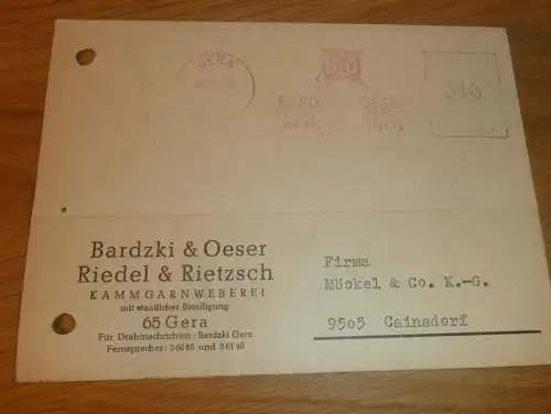 Weberei - Bardzki & Oeser - Riedel & Rietzsch in Gera , 1968 , Ganzsache , Reklame / Werbung , Ansichtskarte , Postkarte
