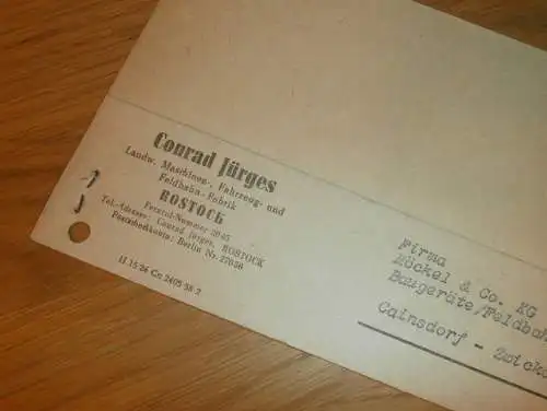 Feldbahn-Fabrik Conrad Jürgens in Rostock , 1959 , Ganzsache , Reklame / Werbung , Ansichtskarte , Postkarte !!