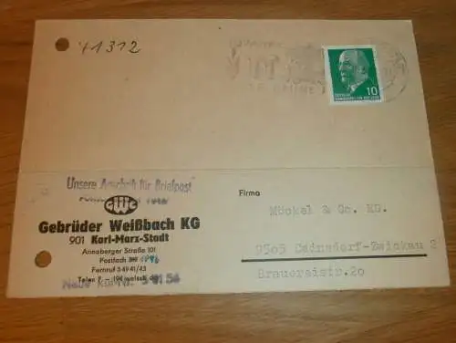 Gebrüder Weißbach KG in Karl-Marx-Stadt , 1968 , Ganzsache , Reklame / Werbung , Ansichtskarte , Postkarte !!