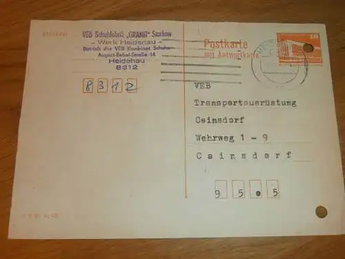 VEB Schuhfabrik "GRANIT" Storkow - Werk Heidenau , 1990 , Ganzsache , Reklame / Werbung , Ansichtskarte , Postkarte !!