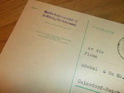 Bäuerliche Genossenschaft Groß Briesnig / Forst , 1959 , Ganzsache , Reklame / Werbung , Ansichtskarte , Postkarte !!