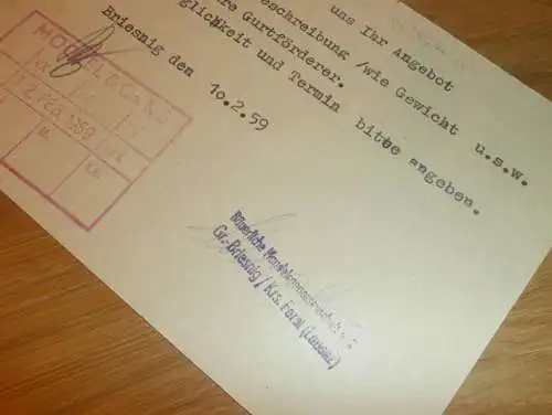Bäuerliche Genossenschaft Groß Briesnig / Forst , 1959 , Ganzsache , Reklame / Werbung , Ansichtskarte , Postkarte !!