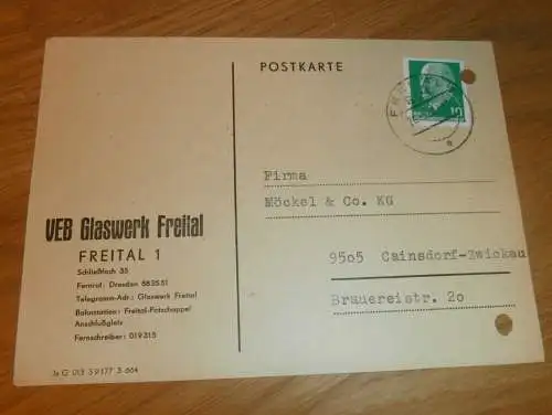 VEB Glaswerk Freital Potschappel , 1968 , Ganzsache , Reklame / Werbung , Ansichtskarte , Postkarte