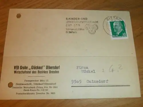 VEB Grube "Glückauf" Olbersdorf , 1968 , Ganzsache , Reklame / Werbung , Ansichtskarte , Postkarte