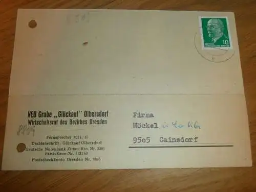 VEB Grube "Glückauf" Olbersdorf , 1968 , Ganzsache , Reklame / Werbung , Ansichtskarte , Postkarte