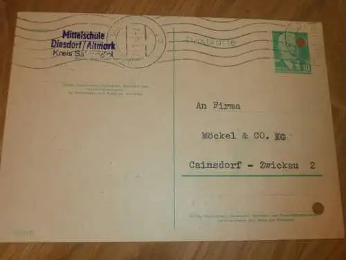 Mittelschule - Diesdorf i. Altmark , 1960 , Schule , Ganzsache , Reklame / Werbung , Ansichtskarte , Postkarte