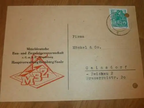 Ziegelei-Genossenschaft Bernburg a. Saale , 1960 , Magdeburg , Ganzsache , Reklame / Werbung , Ansichtskarte , Postkarte