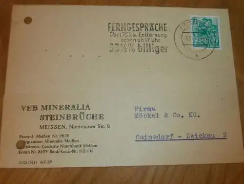 VEB Mineralia Steinbrüche in Meissen , 1960 , Ganzsache , Reklame / Werbung , Ansichtskarte , Postkarte !!
