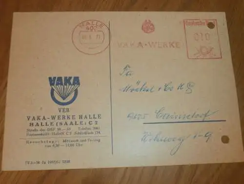 VEB VAKA Werke Halle a. Saale , 1970 , Reklame / Werbung , Ansichtskarte , Postkarte !!