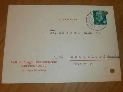 VEB Drähnrohrwerke Bad Freienwalde - Werk Havelberg ,1970 , Reklame / Werbung , Ansichtskarte , Postkarte !