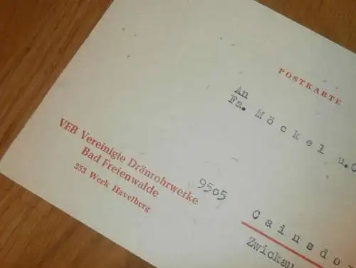 VEB Drähnrohrwerke Bad Freienwalde - Werk Havelberg ,1970 , Reklame / Werbung , Ansichtskarte , Postkarte !