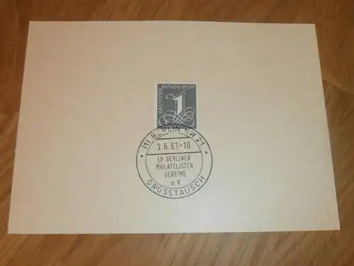 Berliner Philatelisten Vereine e.V. - Grosstausch , 3.6.1961 , Briefmarken , Berlin , Ansichtskarte , Postkarte !