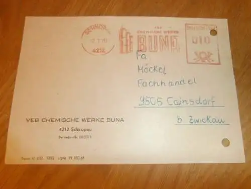 VEB Chemische Werke BUNA in Schkopau , 1970 , Reklame / Werbung , Ansichtskarte , Postkarte !
