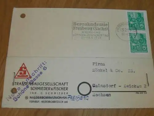 Strassenbau - Schmieder & Fischer in Niederbobritzsch i. Sa./ Freiberg , Reklame / Werbung , Ansichtskarte , Postkarte !
