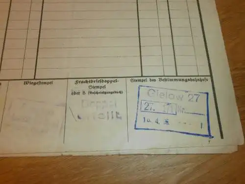 alter Frachtbrief - Elektrische Ankagen- Bernhard Lessner in Schwerin i. Mecklenburg , 1935 , Eisenbahn , altes Dokument