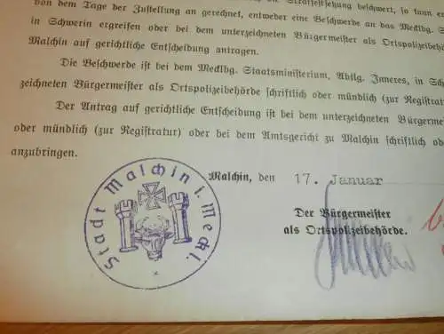 Hermann Lewerenz in Peenehäuser b. Malchin i. Mecklenburg , 1939 , Polizei , Gendarmerie , Teterow - Malchin !!!