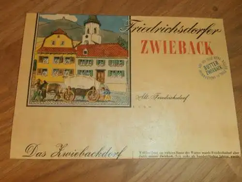 Friedrichsdorfer Zwieback , ca. 1925 ,alte Reklame-Tüte , Friedrichsdorf i. Taunus Werbung , Drei Pauly , Zwiebackfabrik