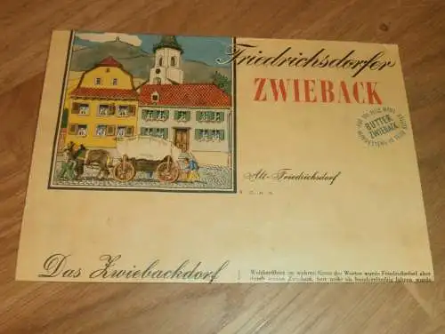 Friedrichsdorfer Zwieback , ca. 1925 ,alte Reklame-Tüte , Friedrichsdorf i. Taunus Werbung , Drei Pauly , Zwiebackfabrik