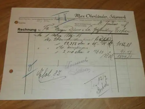 Sägewerk - Max Oberländer in Schönlanke / Trzcianka , 1938 , altes Dokument !!