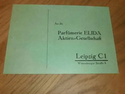 ELIDA Parfümerie in Leipzig , ca. 1925 , Kölnisch Wasser , Parfüm , Drucksache , alte Reklame !!