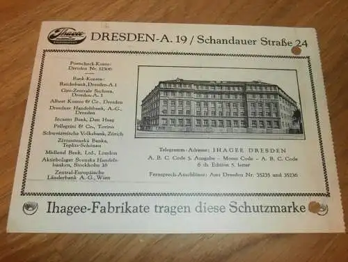alte Karte - Ihagee - Kamerawerk Steenberge & Co.  in Dresden , 1930, Postkarte , Fabrik , Kamera , altes Dokument !!