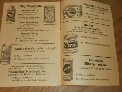 Enameline - Werke GmbH in Frankfurt a.M. , Höchst , 1928 , Katalog , Prospekt , Putzmittel , Reklame , Werbung !!
