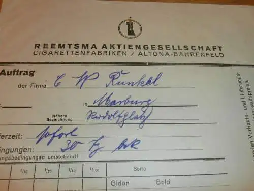 Cigarettenfabrik - Reemtsma AG in Hamburg Altona-Bahrenfeld , 1938 , Zigaretten , Reklame / Werbung !!!