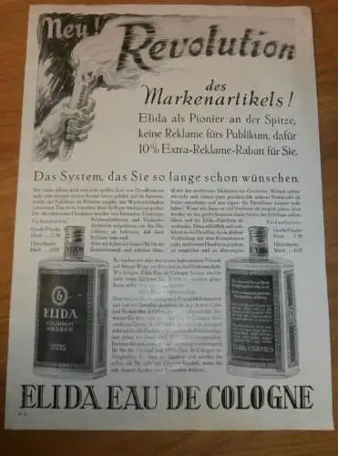 ELIDA - Kölnisch Wasser - ca. 1925 , Parfüm , Eau de Cologne , Katalog , Prospekt , Reklame / Werbung !!!